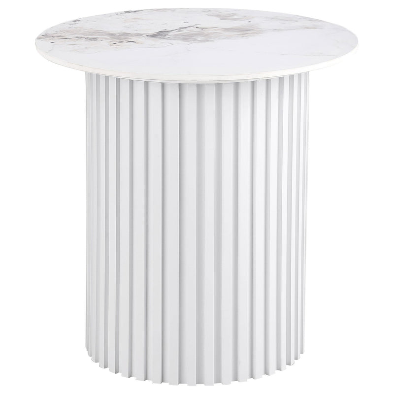 Rowena 2-piece Coffee and End Table Set White Faux Marble