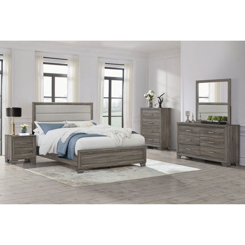 Funston - 6 Drawer Dresser With Mirror - Brown Oak