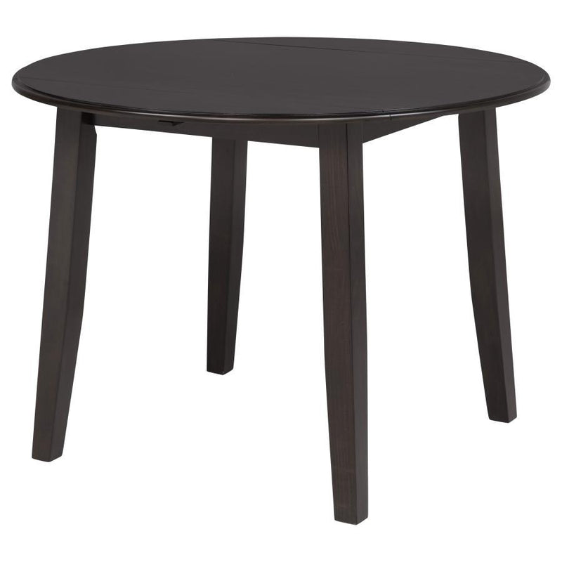 Catley - 5 Piece Round Drop Leaf Dining Table Set - Dark Coffee