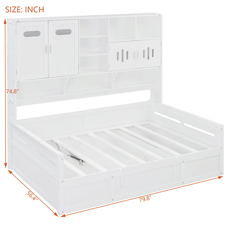 Daybed With All-In-One Cabinet And Shelf