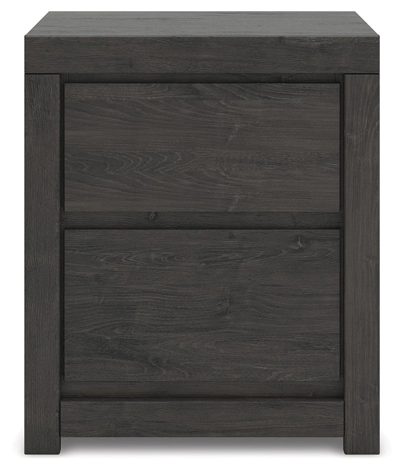 Fraluna - Two Drawer Night Stand - Charcoal