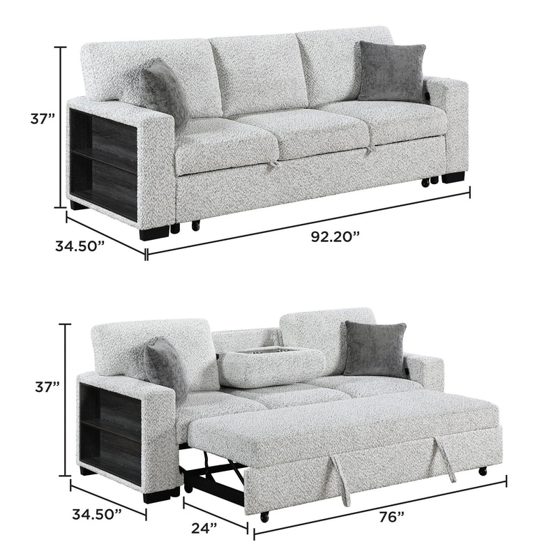 Prato - Sofa With Pull Out Sleeper And USB - Gray