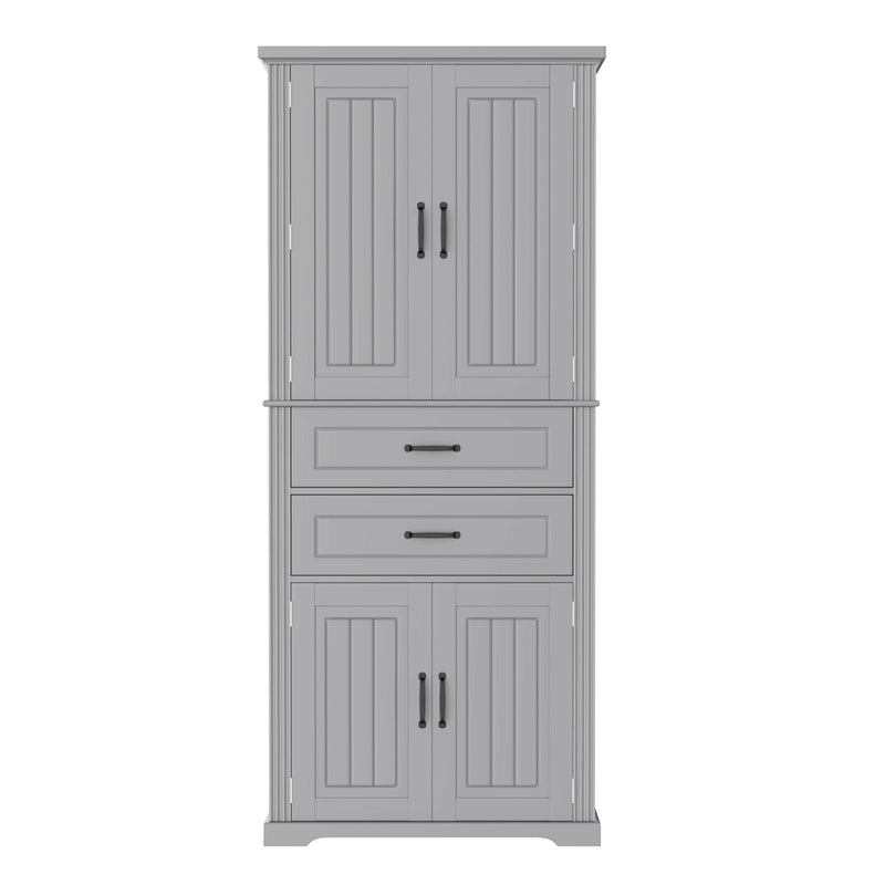 Multi Functional Storage Cabinet With Adjustable Shelves, 2 Drawers, Door Shelves