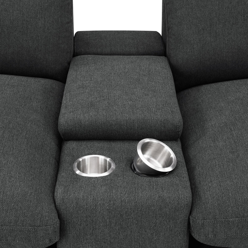 Collins 5-piece Power Reclining Home Theater Seating Dark Grey