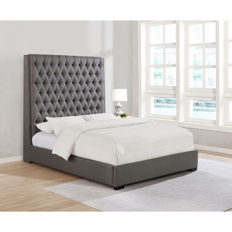 Copper - Queen Panel Bed With Button Tufted Headboard - Gray