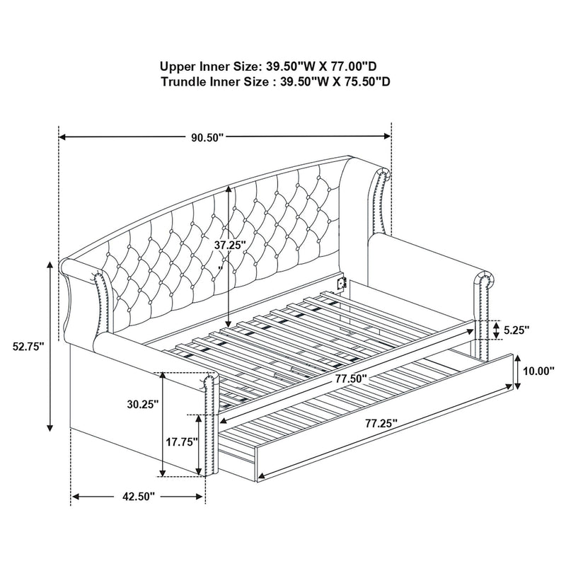 Scarlett Upholstered Twin Daybed with Trundle Grey