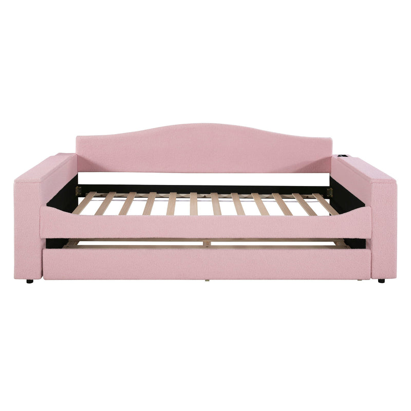 Upholstered Daybed With Storage Armrests, Trundle And Latest Integrated tooth Audio System