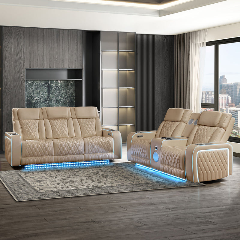 Electra - Power Reclining Set With Power Headrests, Massage And LED Lighting