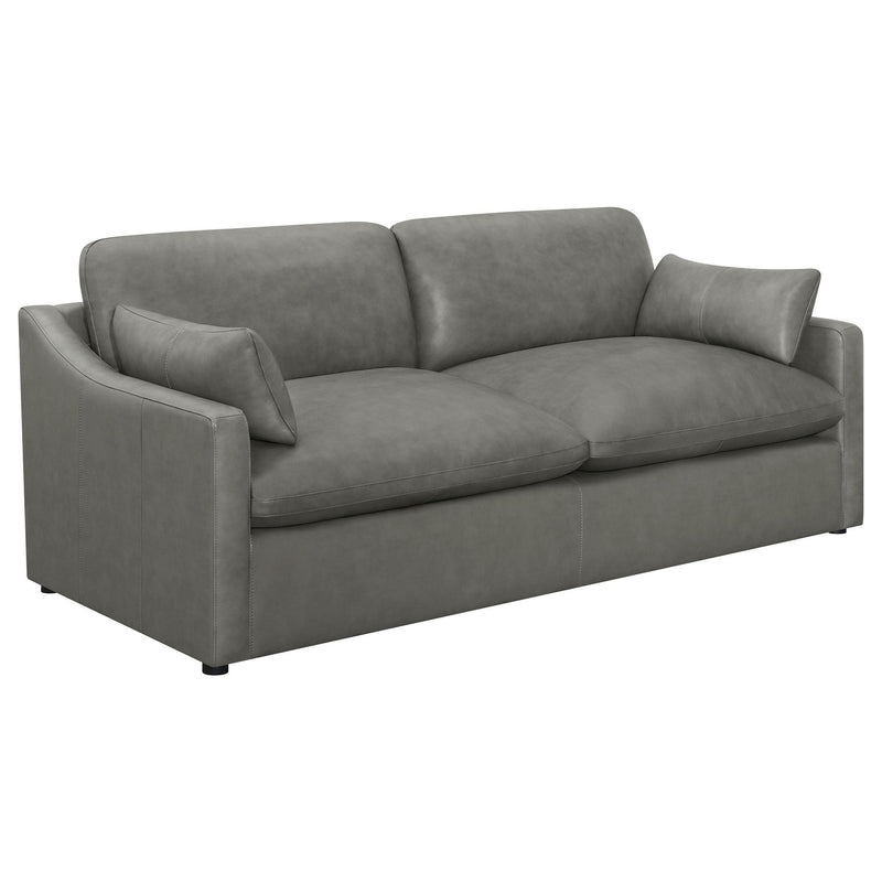 Grayson Leather Upholstered Sloped Arm Sofa Grey