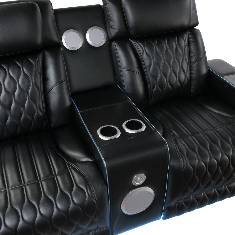 Electra - Power Reclining Loveseat With Power Headrests, Console, Speakers, Massage, LED Lighting And USB Control