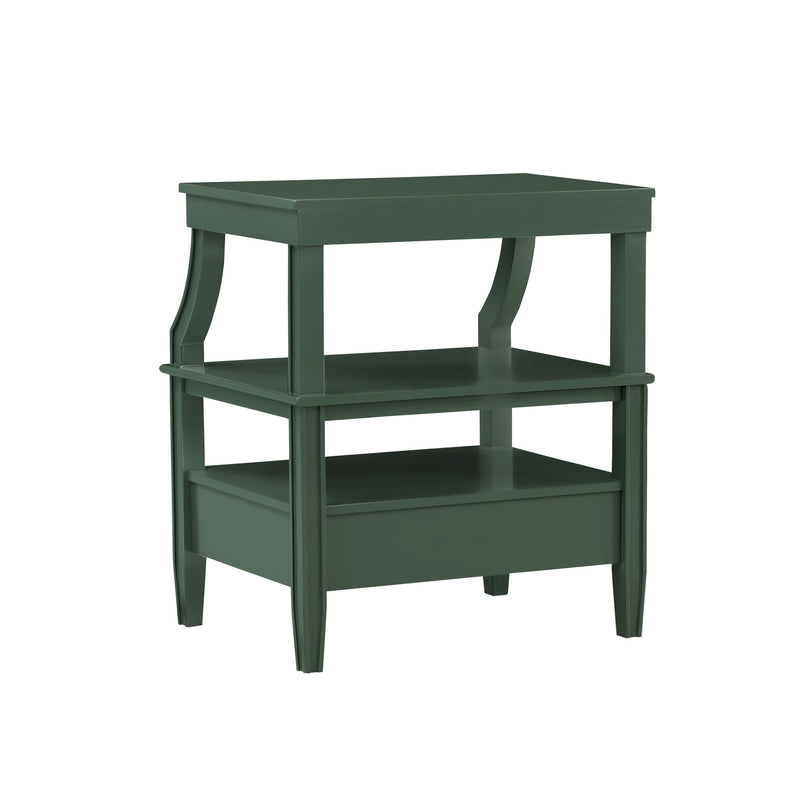 Newland - Storage Nightstand With Drawer And Pull Out Tray - Antique Green