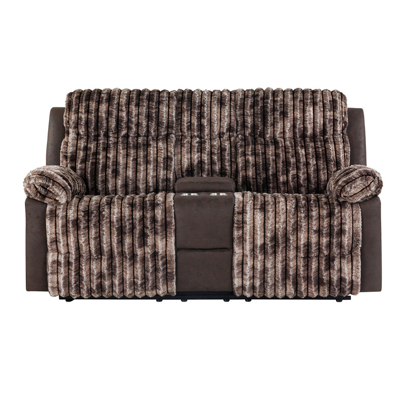 Bruni - Console Reclining Loveseat With Manual Recline And Rich Upholstery - Brown