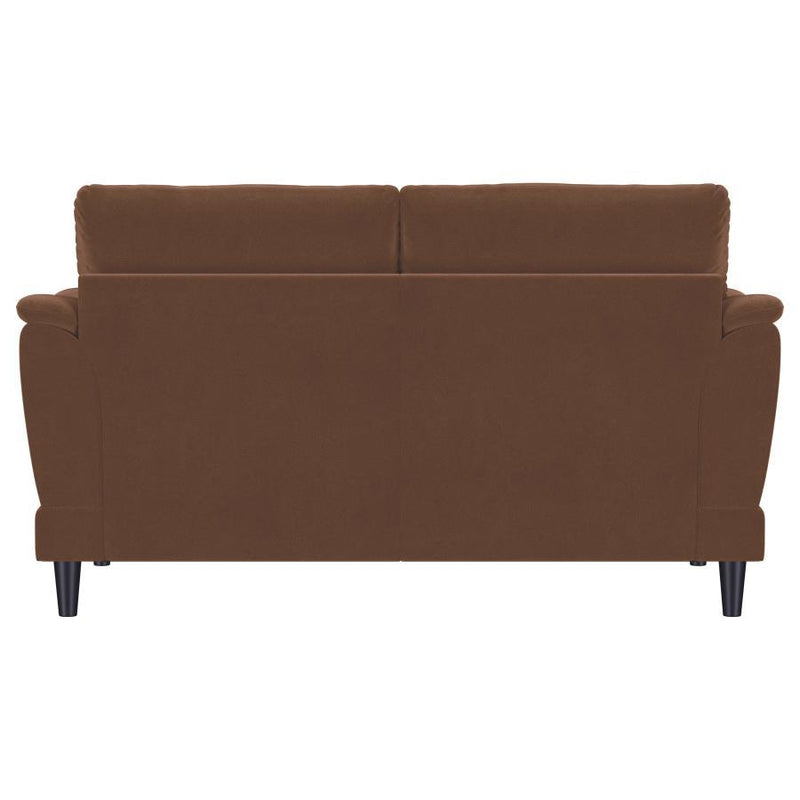 Selma - Velvet Upholstered Crescent Arm Loveseat - Rust