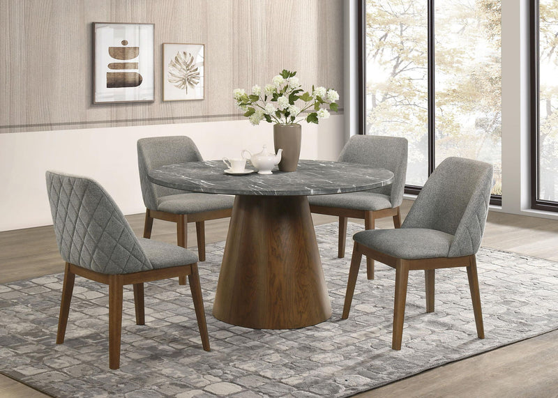 Franklin 5-piece Round Dining Table Set Grey and Dark Brown