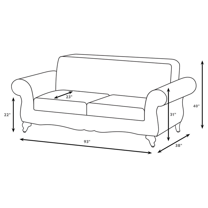 Elmbrook 3-piece Upholstered Rolled Arm Sofa Set Brown
