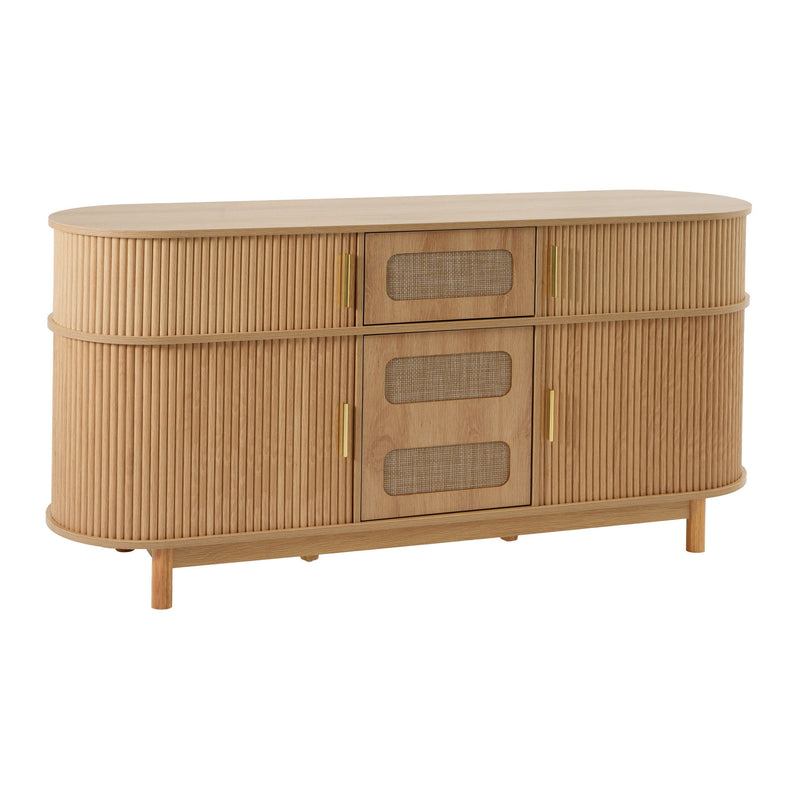 Fluted Sideboard Buffet Cabinet With Sliding Doors And Adjustable Shelves
