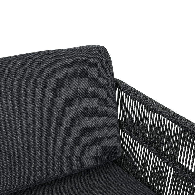 7 Piece Outdoor Dining Set With Table And 6 Chairs - Black / Teak / Gray