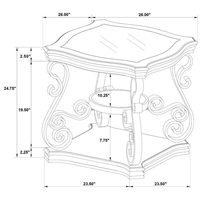 Laney - 1-Shelf Glass Top Rectangular Table