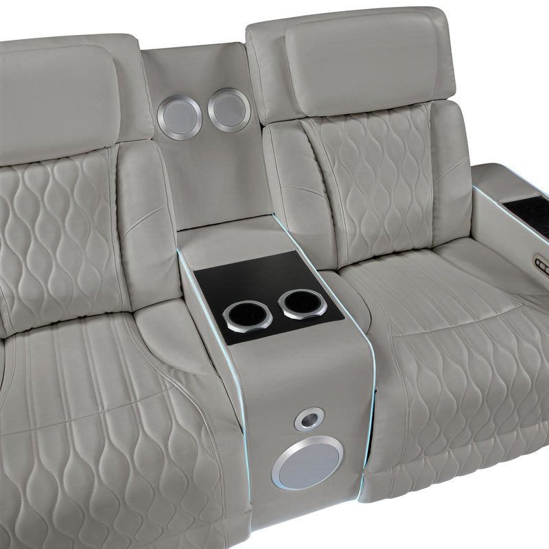 Electra - 3 Piece Power Reclining Sofa, Loveseat And Recliner Set With Power Headrests, Massage And LED Lighting
