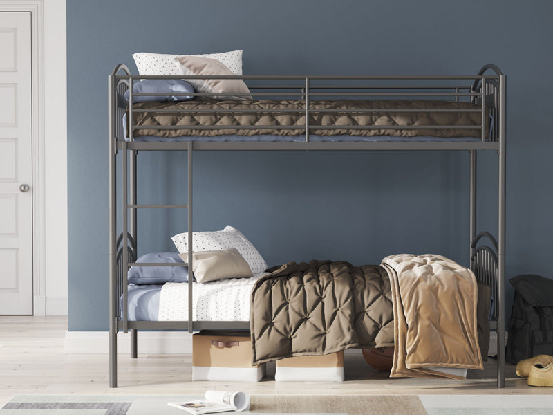 Lanceburg - Twin/Twin Bunk Bed With Ladder - Gray