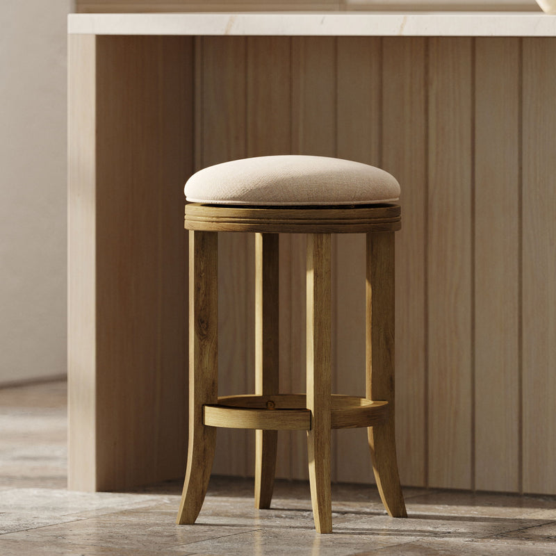 Backless Swivel Stool With Upholstered Seat
