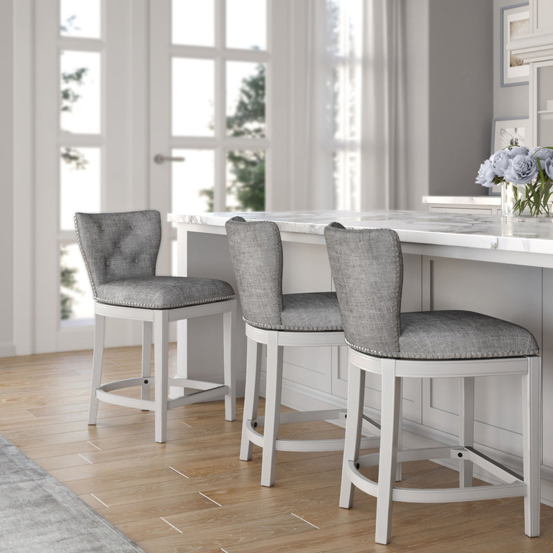 Upholstered Swivel Stool With Back