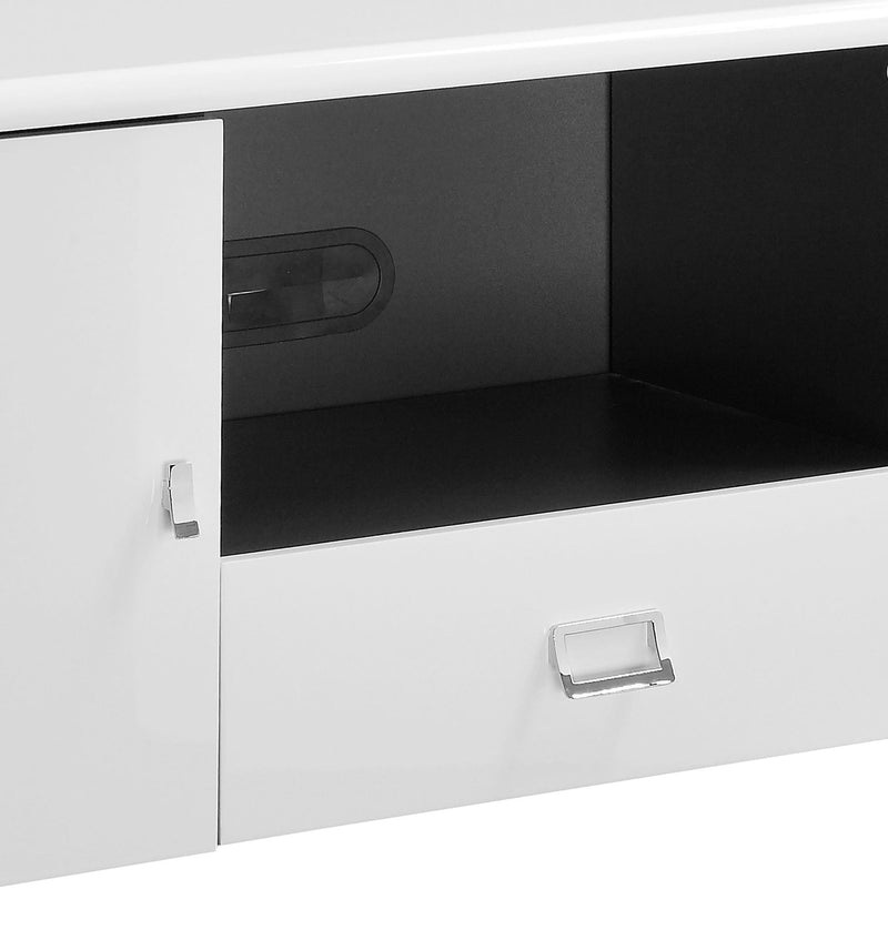 Burkett 2-door Engineered Wood 71-inch TV Stand White High Gloss
