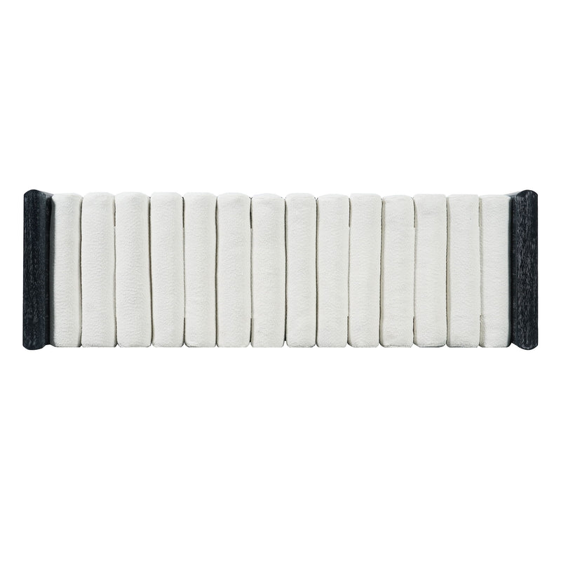 Upholstered Bench With Rolled Cushions - Black / Beige