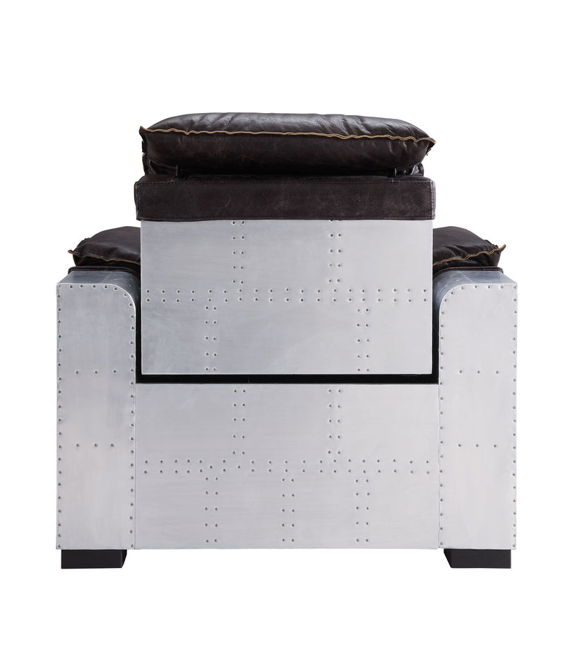 Misezon - Top Grain Leather Power Motion Recliner - Dark Brown