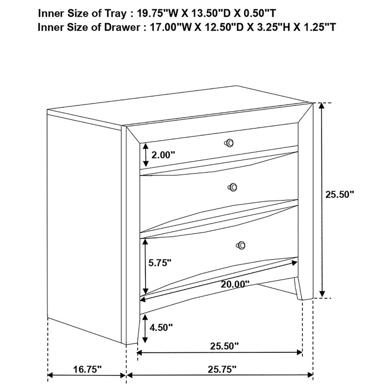 Vollenhove - 2 Drawer Nightstand With Pull Out Tray Storage Solution - Black