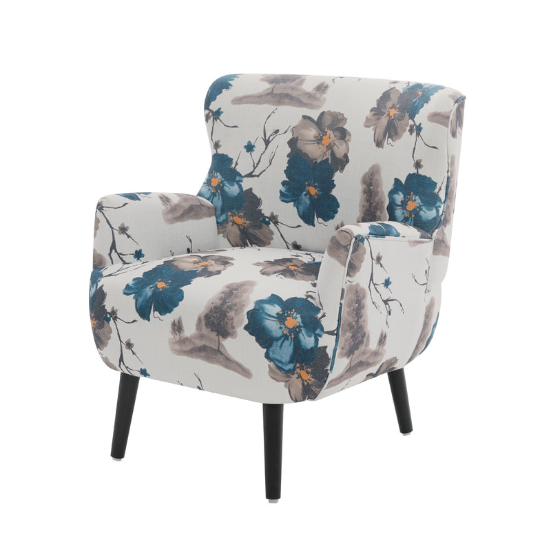 Armchair With Round Arm - White / Blue
