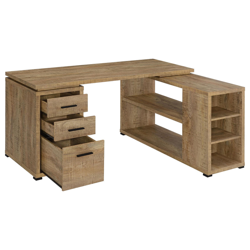Caelum - L - Shaped Computer Desk With 3 Drawers - Mango Color