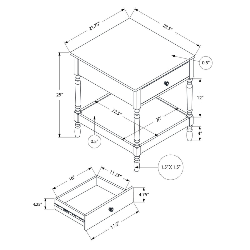 Accent - Table, 2 Tier, Square, Traditional - Walnut