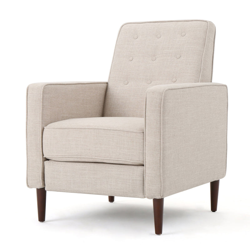 Mid-Century Modern Recliner With Button Tufted Waffle Stitch