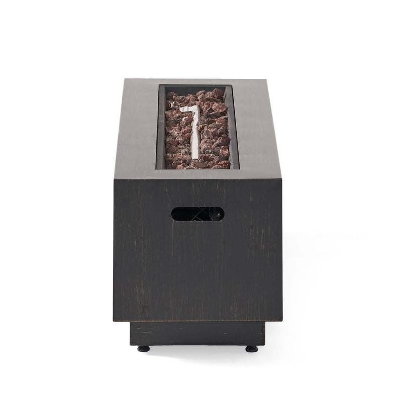 Modern Outdoor Iron Propane Fire Pit, 50, 000 Btu, Sleek Design - Brown / Gold