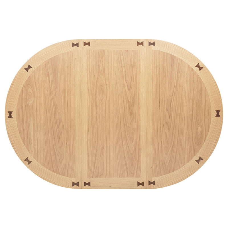 Davis - 5 Piece Oval Extension Leaf Dining Set With Pedestal Base - Light Oak