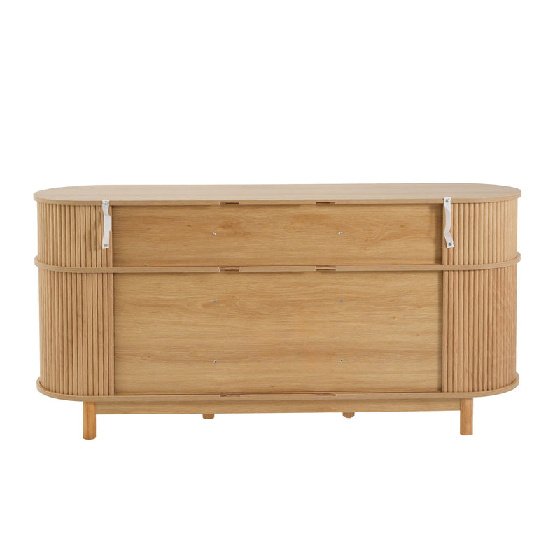 Fluted Sideboard Buffet Cabinet With Sliding Doors And Adjustable Shelves