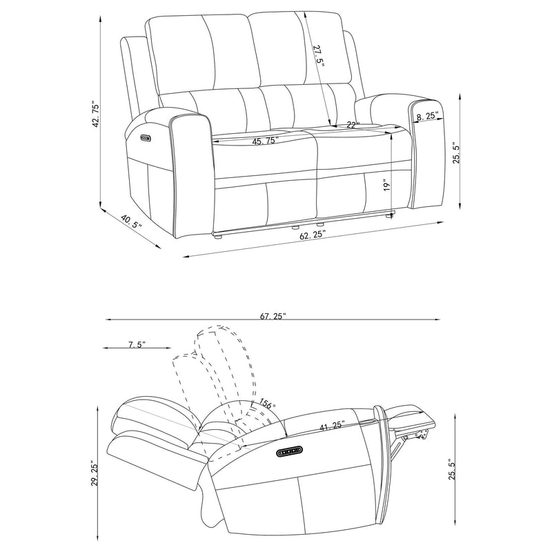 Brickston 2-piece Triple Power Reclining Sofa Set Grey