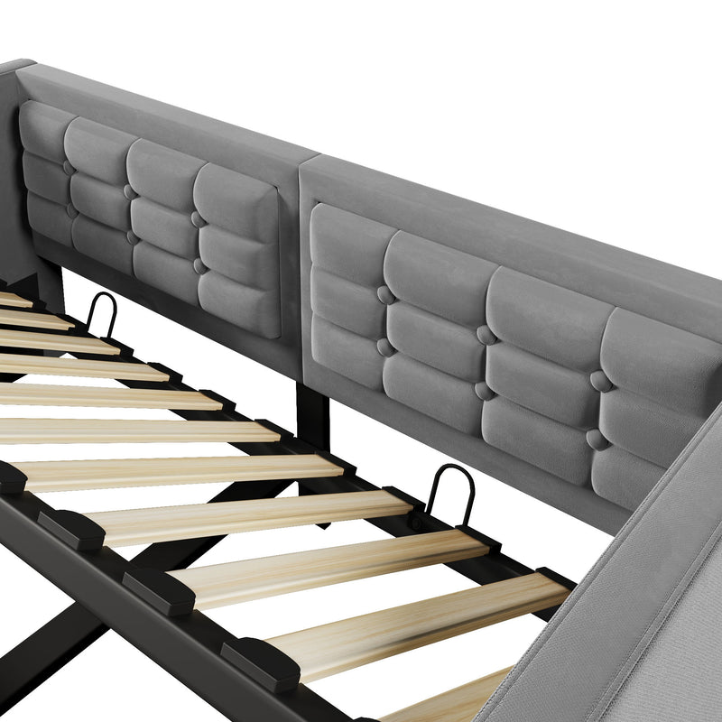Upholstered Daybed With Hydraulic Storage And USB / Type - C Charging