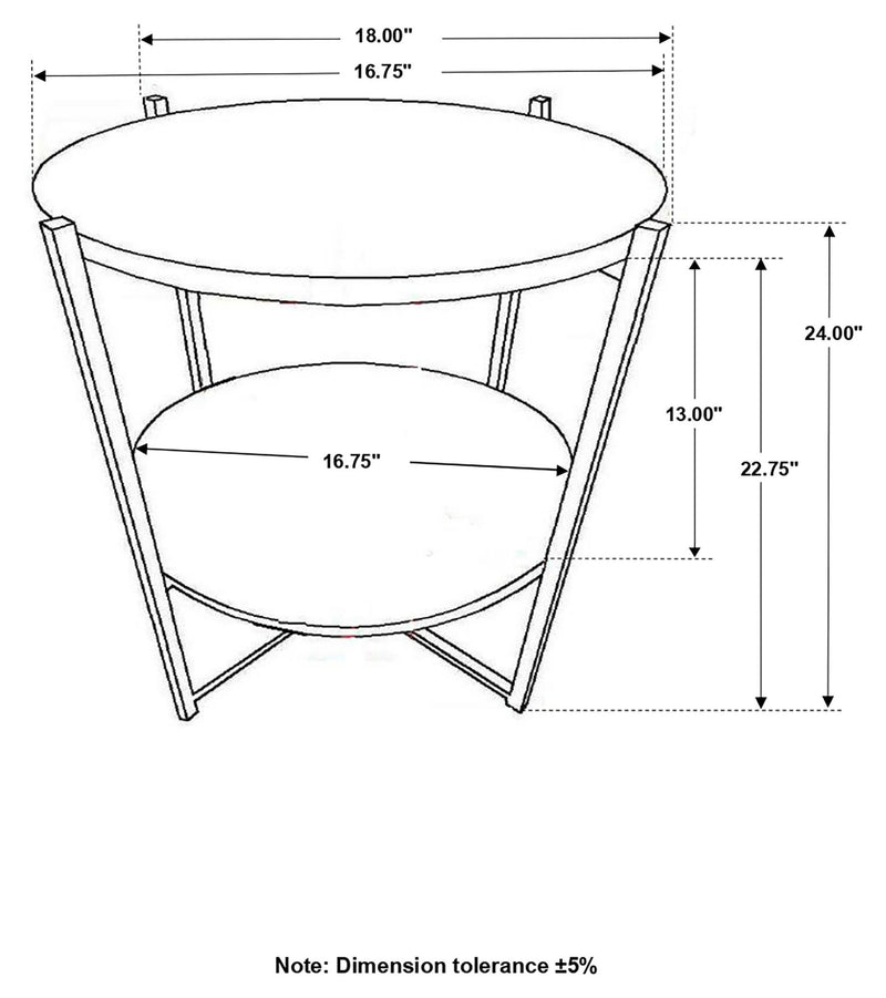 Axel Round Accent Table with Open Shelf Natural and Gunmetal