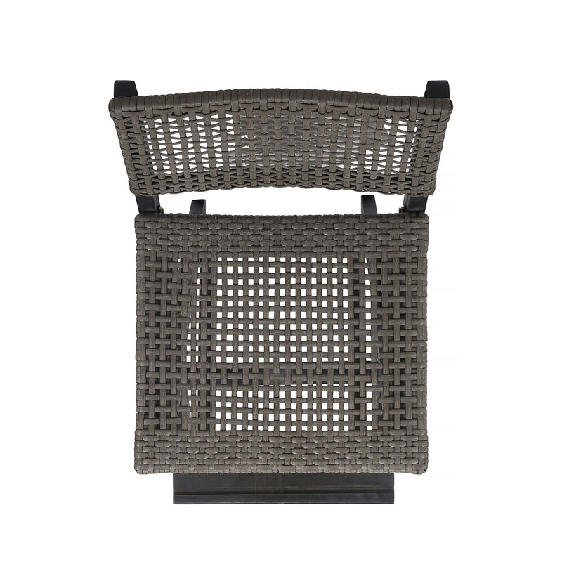 Outdoor Folding Acacia Wood Barstools With Rattan Backrest And Seat, (Set of 2) - Dark Gray