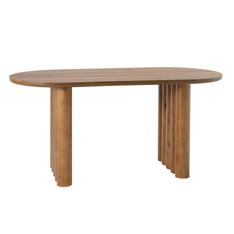 Oval Dining Table Set With 4 Birch Rattan Chairs - Brown / Light Brown