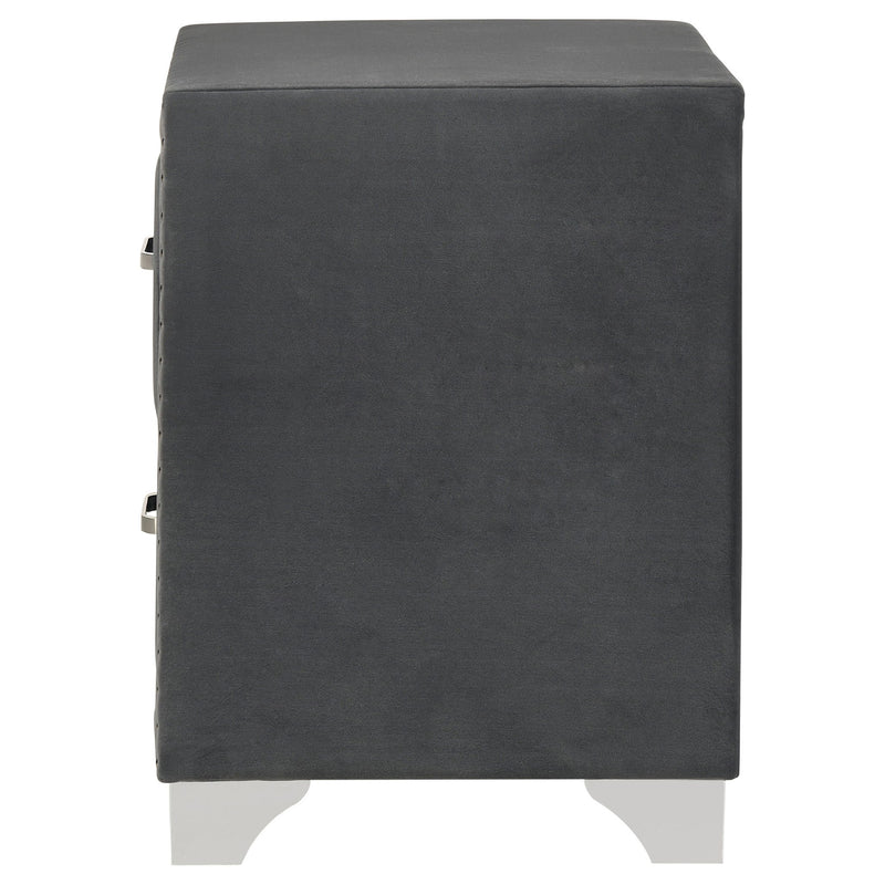 Upholstered 2 Drawer Nightstand With Accents