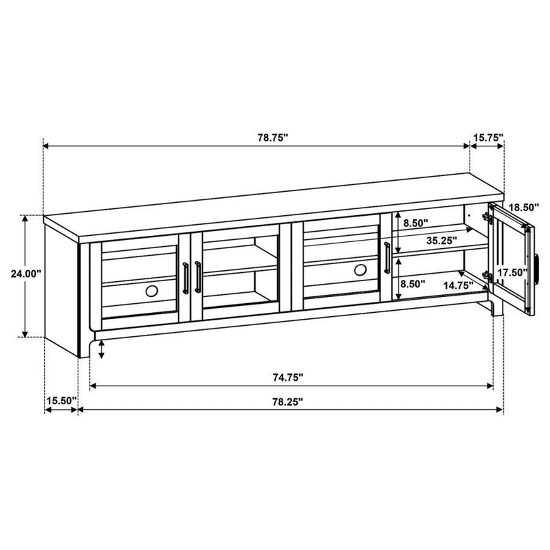 Brenham - 79" 4-Door TV Stand Media Console - Washed Oak