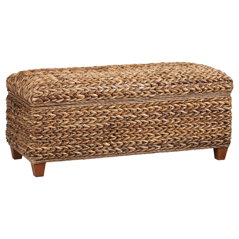 Laughton Hand-Woven Banana Leaf Storage Bench Amber