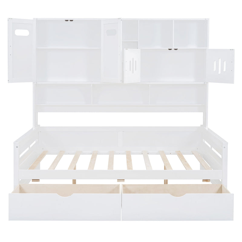 Daybed With All-In-One Cabinet And Shelf
