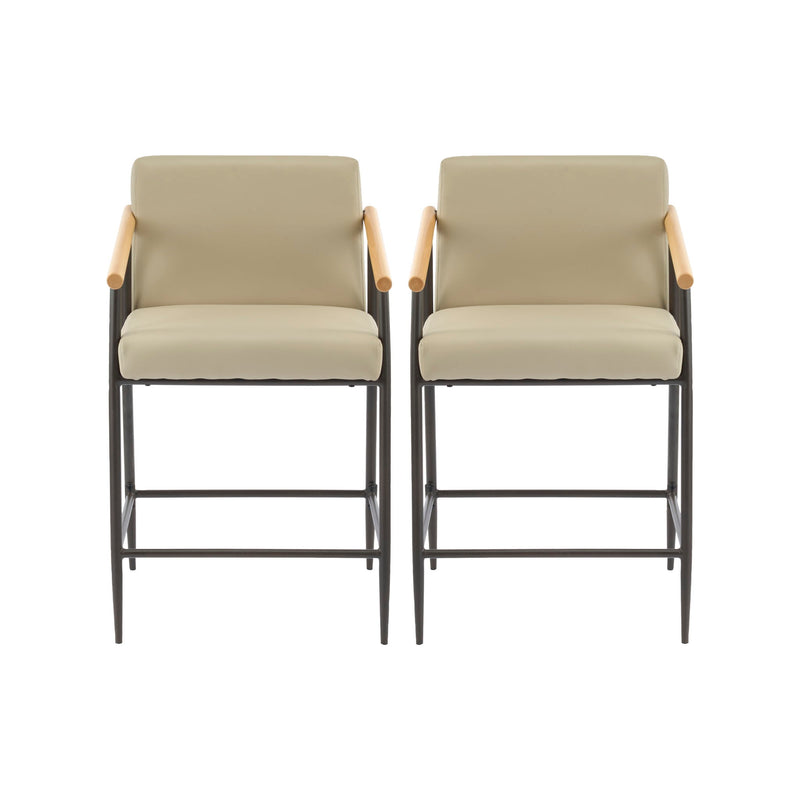 Counter Stool Set With Espresso Metal Frame - Khaki