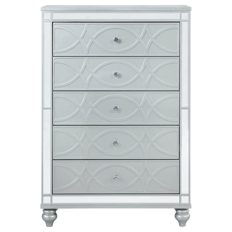 Arabesque - 5 Drawer Bedroom Chest - Silver