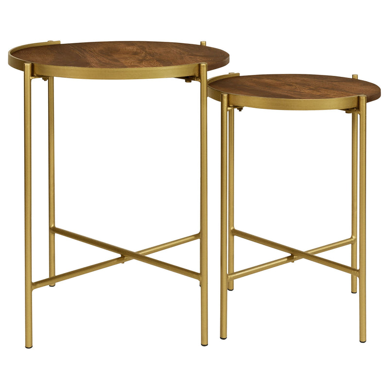Genevieve - 2 Piece Round Nesting Table - Gold