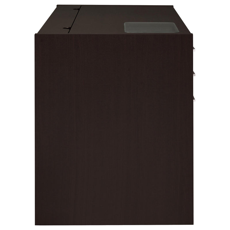 Maxim - 2 Drawer Computer Desk With Lift Top Storage And Power Outlet - Cappuccino